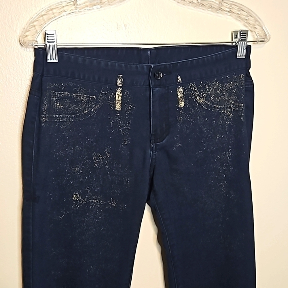 AX Armani Exchange Jeans Women Distressed Size 6 Gold